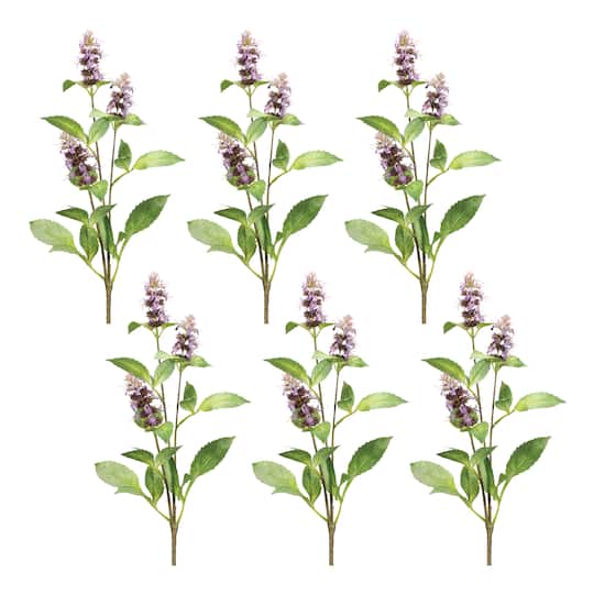 92852DS 29 in. Polyester Buddleia Stem, Purple & Green - Set of 6
